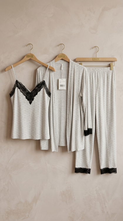 بيجامه 3 قطع  قطن 3008