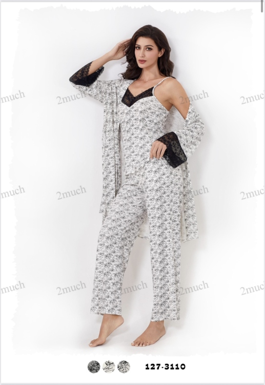 بيجامه 3 قطع  قطن 3110