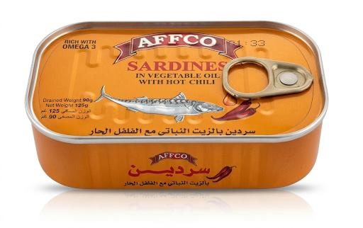 افكو سردين بالزيت بالفلفل الحار 125 غم