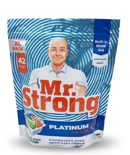 مستر سترونج بلاتينيم كبسولات جلاية الصحون 42 كبسولة