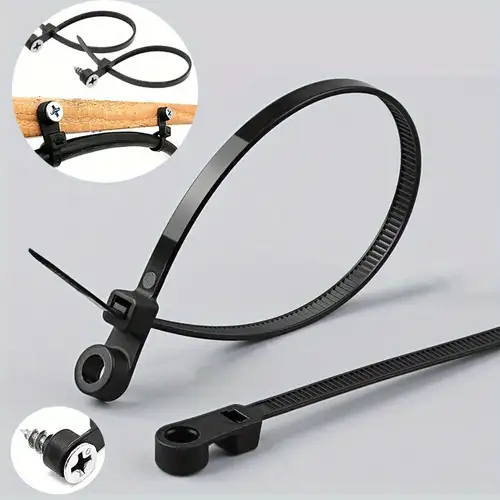 أحزمة ربط بلاستيك مع قاعدة برغي لون اسود