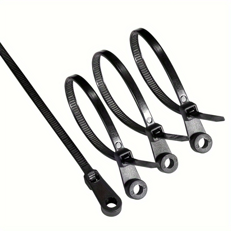 أحزمة ربط بلاستيك مع قاعدة برغي لون اسود