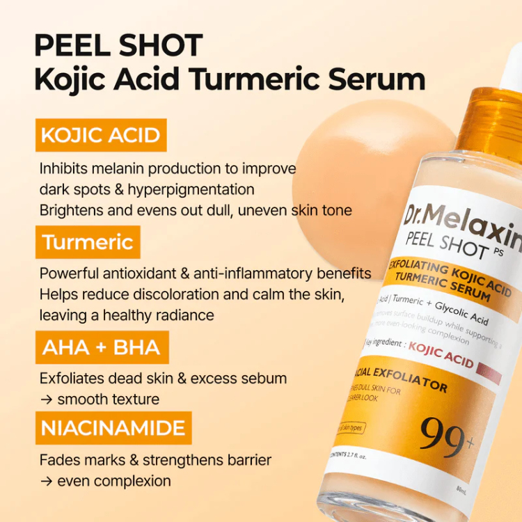 Dr.Melaxin - Peel Shot Exfoliating Kojic Acid Turmeric Serum 80ml