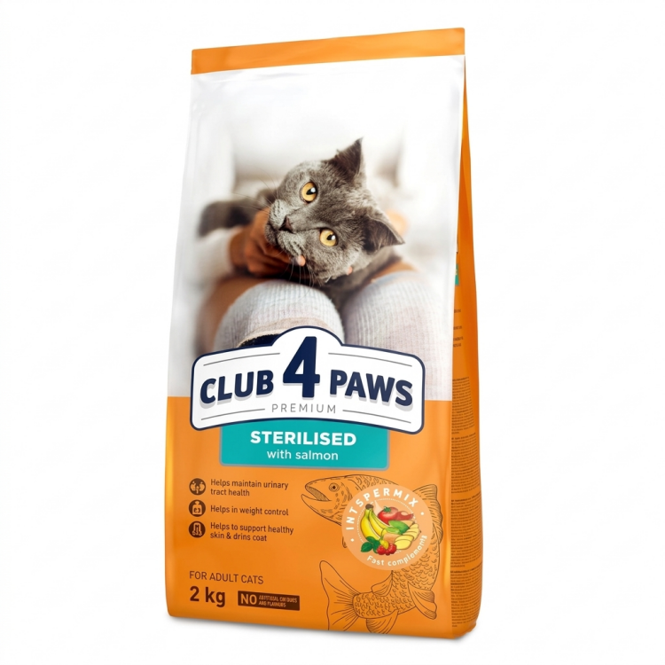 دراي فود club 4 paws للقطط المعقمة نكهة السالمون 