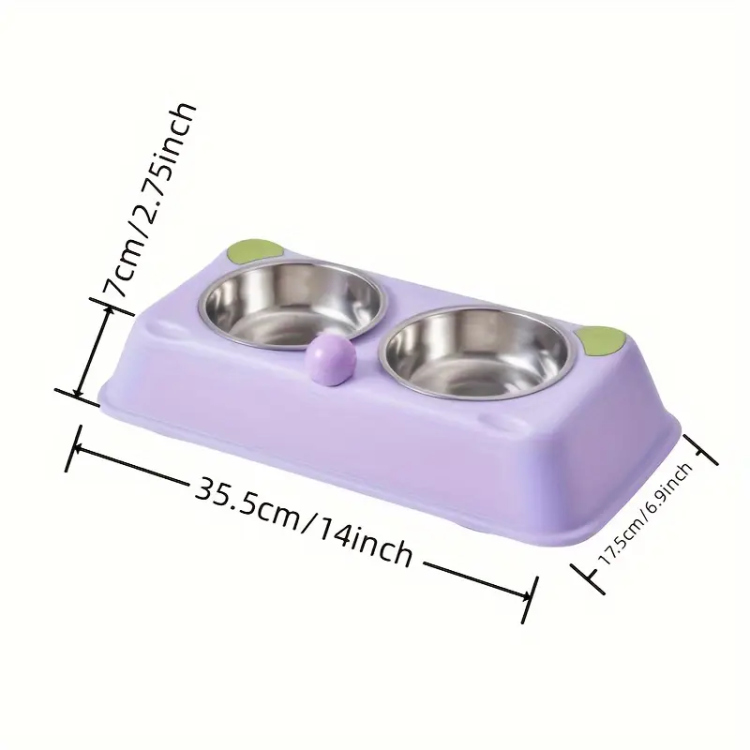 صحن دبل ستانلس ستيل على شكل دب لون بنفسجي 