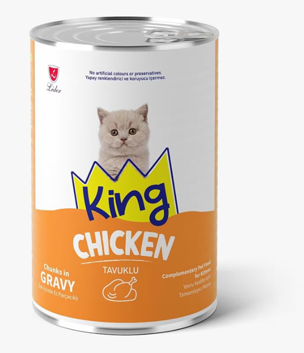 قطع دجاج كينج، طعام معلب للقطط الصغيرة 400 غرام