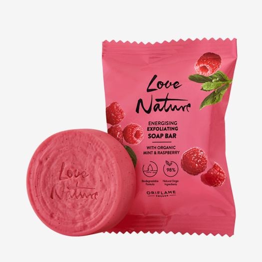 LOVE NUTURE .Energising Exfoliating Soap Bar with Organic Mint & Raspberry75 g--41277-- 75 g