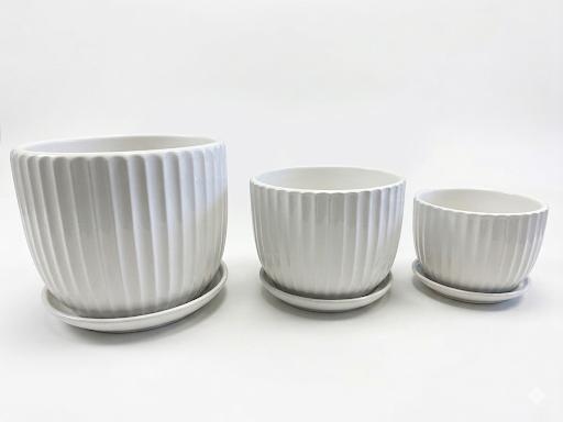 فازة سيراميك طقم ابيض 3 احجام 