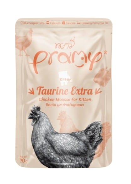 طعام طري من الدجاج مدعّم بالتورين مخصص للقطط الصغيرة