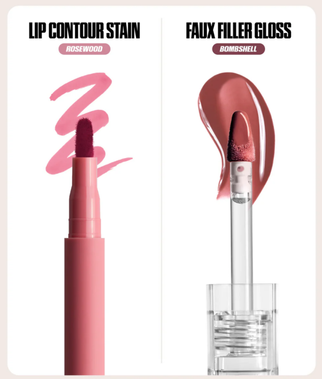 Huda Beauty, Makeout Sesh Lip Duo – Rosy Nudes