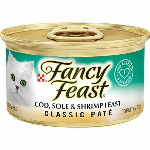 fancy feast cat wet food with cod and shrimp