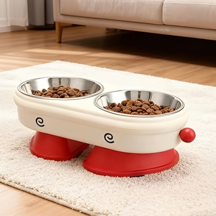 صحن مزودج ستانلس ستيل على شكل روبوت بقاعدة 