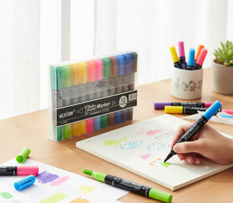 أقلام فلوماستر رأسين Gixin