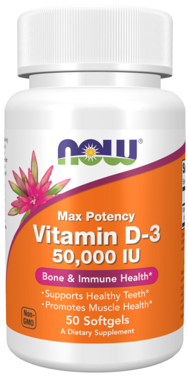 NOW, Vitamin D-3 50,000 IU Softgels 