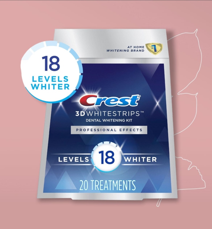 لاصقات كرست لتبيض الأسنان (نصف ساعه)crest 3d white strips professional effects