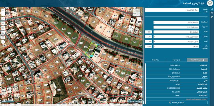 السلط الشفا الجنوبي 308 مساحة 1651 بجانب وزارة العمل على شارعين