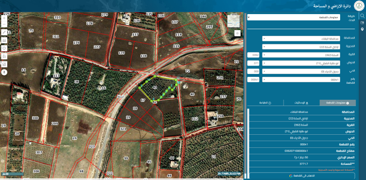 السلط ابو طاره الشرقي 41 مساحة 3771 متر 