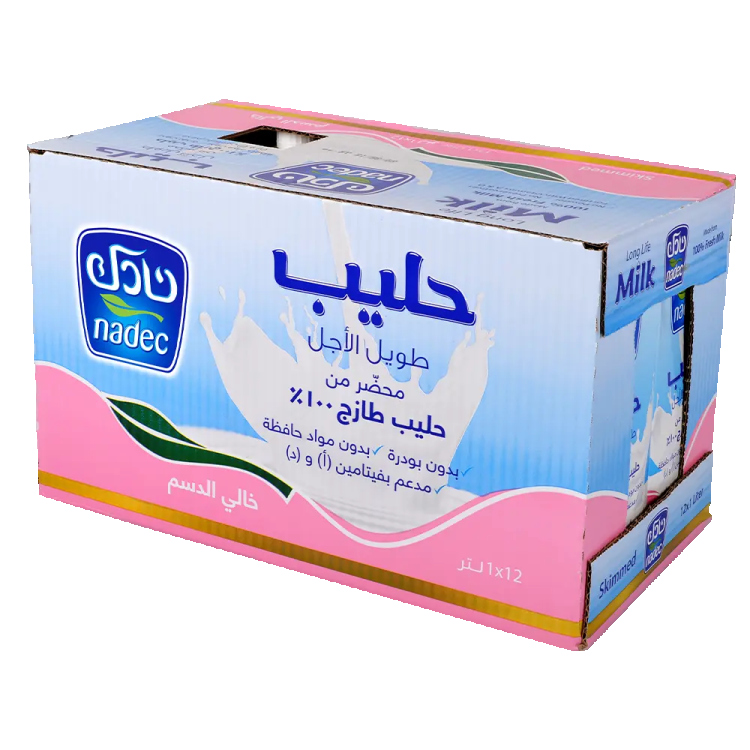 نادك حليب خالي الدسم طويل الأجل-12 x 1 لتر