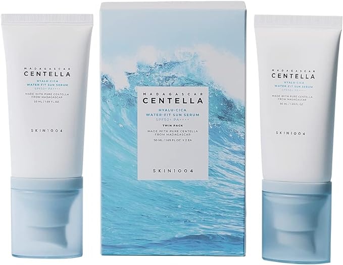SKIN1004 Madagascar Centella, Facial Sun Screen, Hyalu-Cica Water-Fit Sun Serum 50ml Twin Pack (2ea)قطعتين 