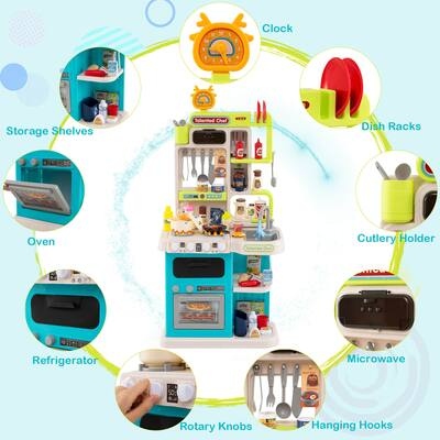 مطبخ الشيف العملاق بحجم متر و 104 قطع باللون الازرق