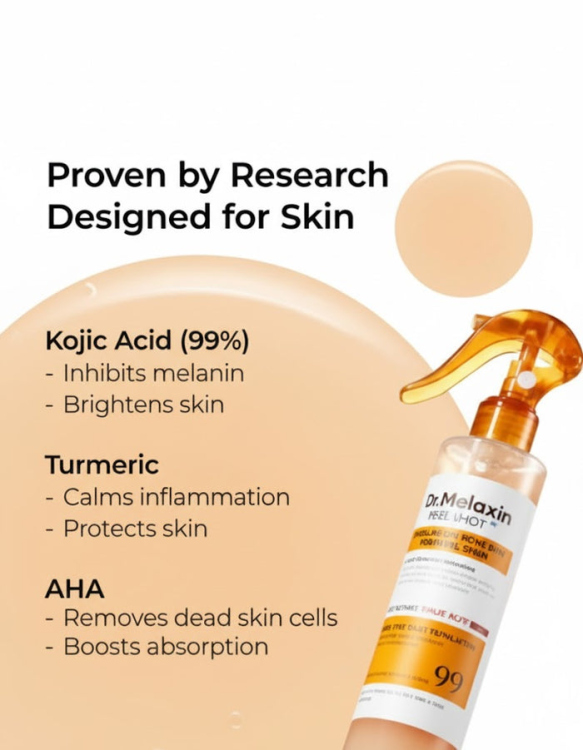     +3 هذا المنتج هو بخاخ دكتور ميلاكسين بيل شوت المقشر بحمض الكوجيك والكركم (Dr. Melaxin Peel Shot Exfoliating Kojic Acid Turmeric Spray). 