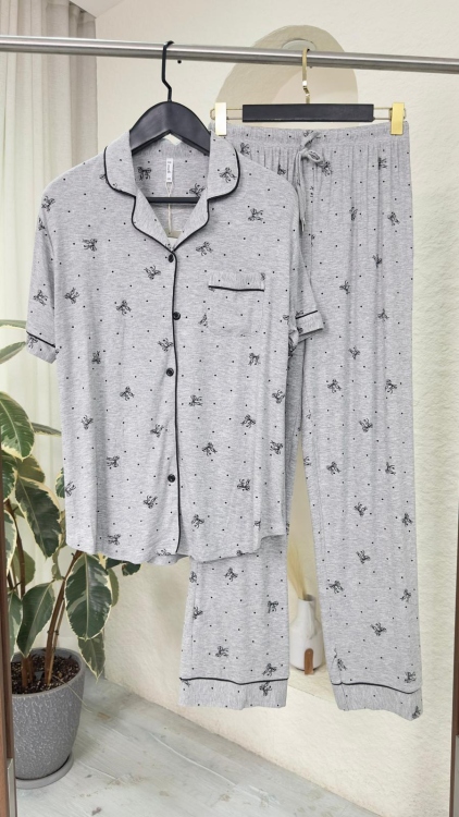 بيجامه قطعتين  غامق 3043