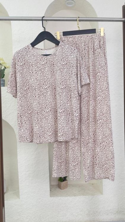 بيجامه قطعتين خمري 3217