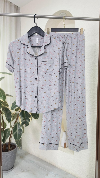 بيجامه قطعتين 3046 غامق 