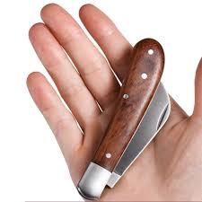 سكين تطعيم زراعي مزدوج بمقبض خشبي