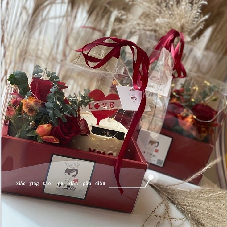 علب  شفاف 24×16 لون احمر 