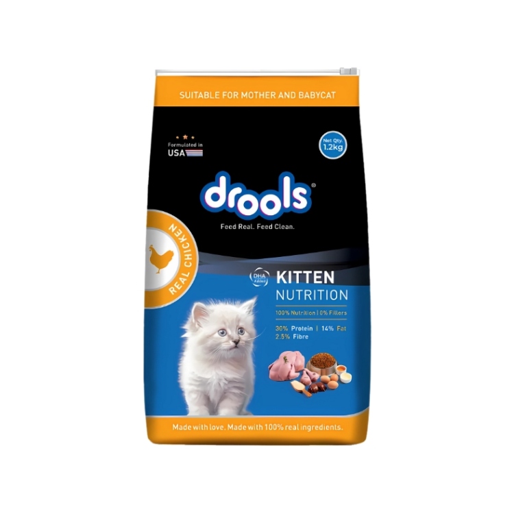 درولز طعام جاف للقطط الصغيرة بنكهة الدجاج الحقيقي