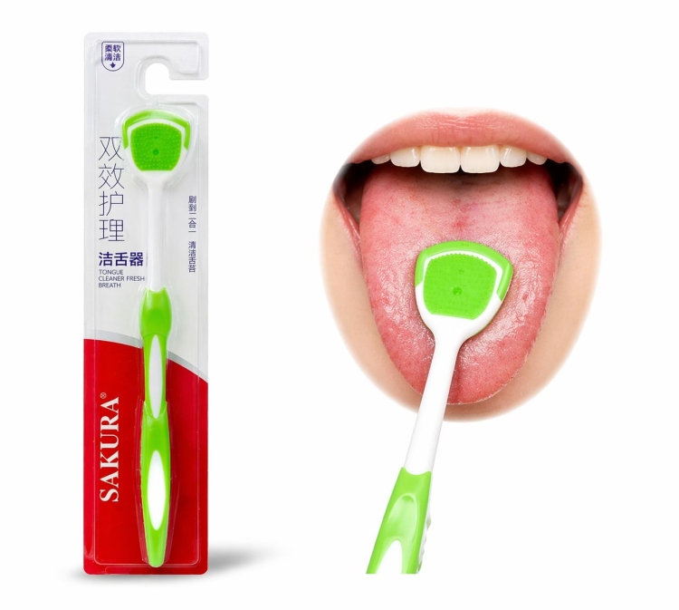 فرشاة تنظيف اللسان ذات الشعيرات الجلدية 
