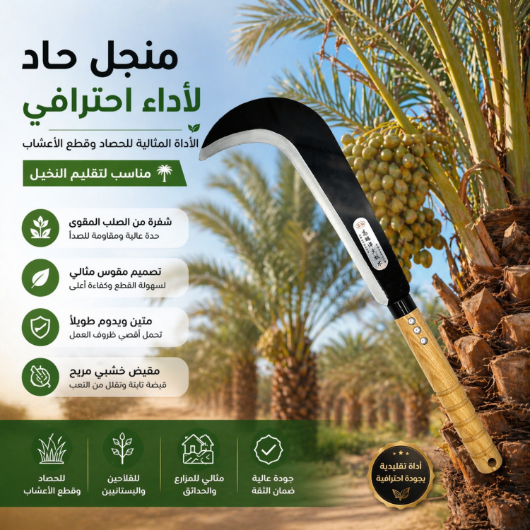 منجل نخل  زراعي يد خشب 
