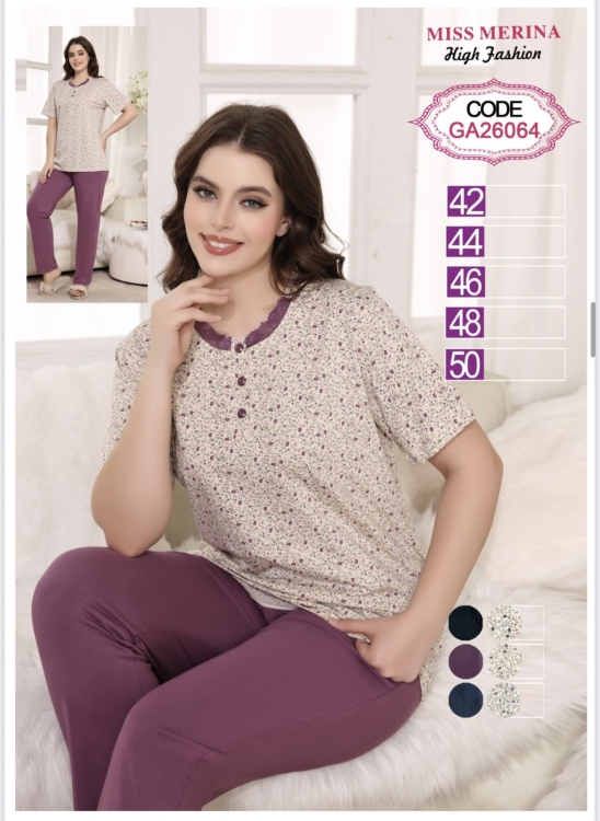 42-50 بيجامه قطن قطعتين 26064