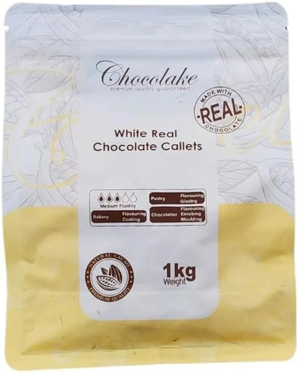 حبيبات شكولاته ريل بيضاء بزبده الكاكاو 38% انتاج اردني 