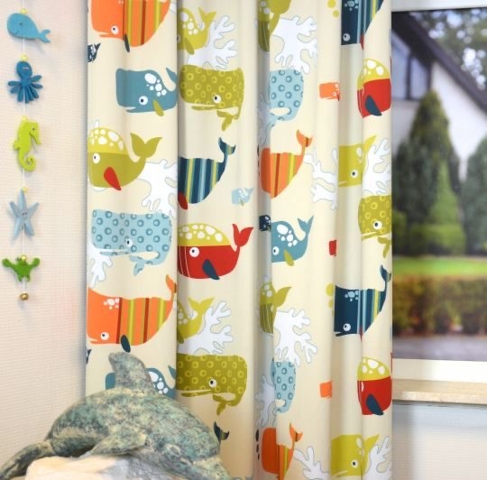 Customized boys whale curtain
