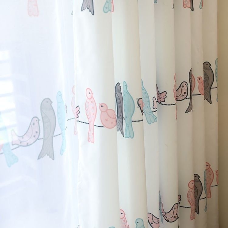Customized girls birds curtains