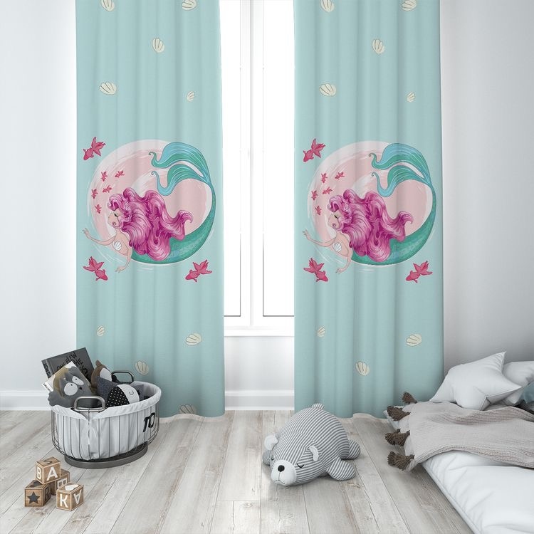 Customized girls mermaid curtains