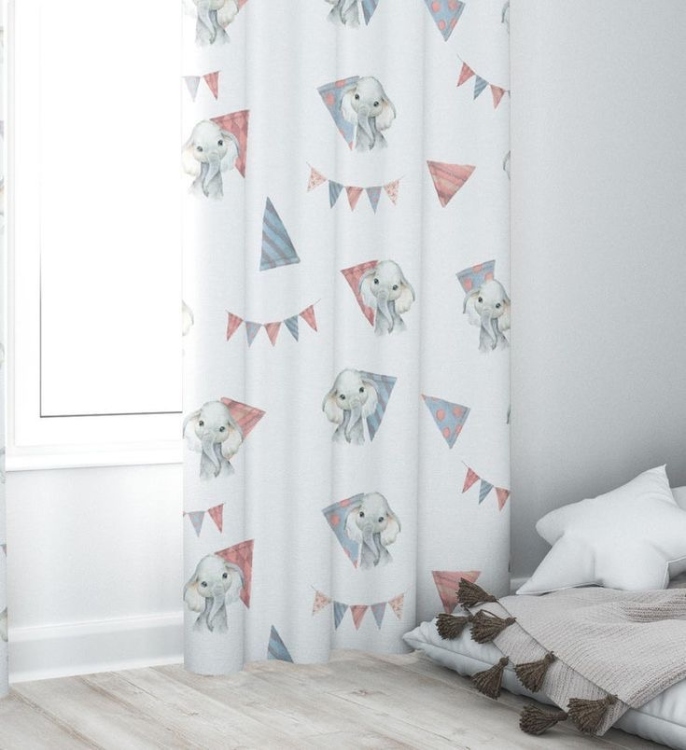 Customized girls elephant curtains