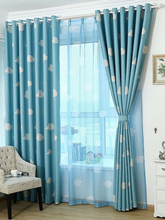 Customized boys clouds curtains