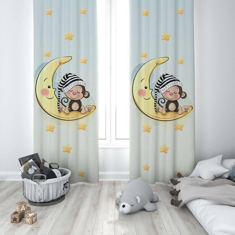 Customized boys crescent moon curtains