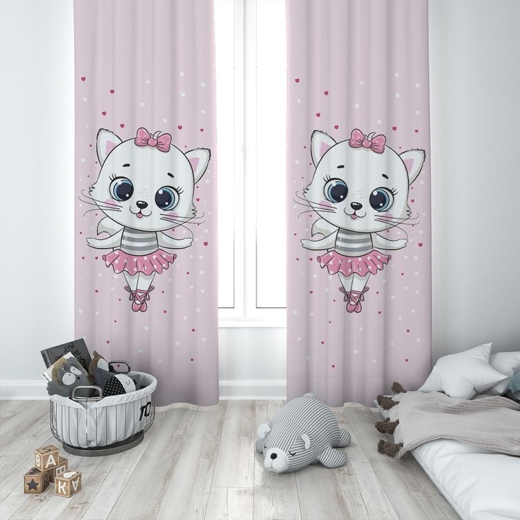 Customized girls cute cat curtains