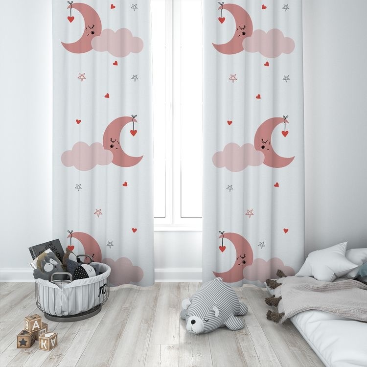 Customized girls crescent moon curtains
