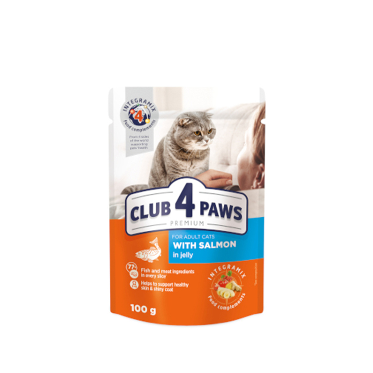 كلوب فور باوز للقطط البالغة بنكهة السلمون مع الجيلي