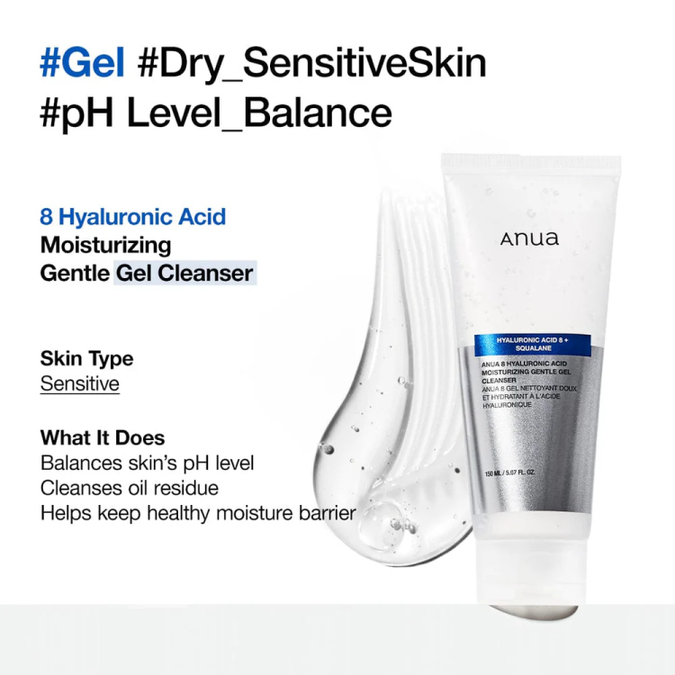 Anua, 8 Hyaluronic Acid Moisturizing Gentle Gel Cleanser