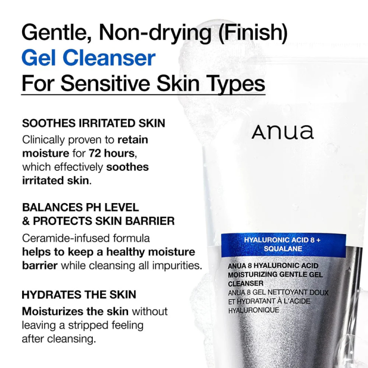 Anua, 8 Hyaluronic Acid Moisturizing Gentle Gel Cleanser