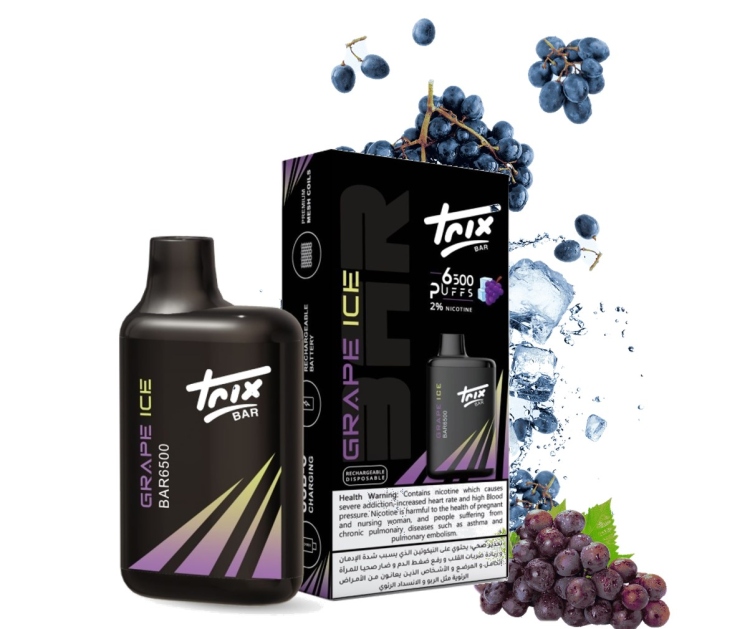 Trix Bar Grape Ice, 6500 Puffs, Rechargeable, Disposable Vape