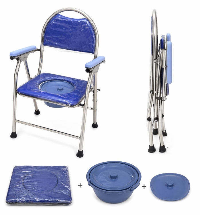 كرسي حمام  نخب أول بقاعدة قابلة للطي  مع سطل و غطاء 