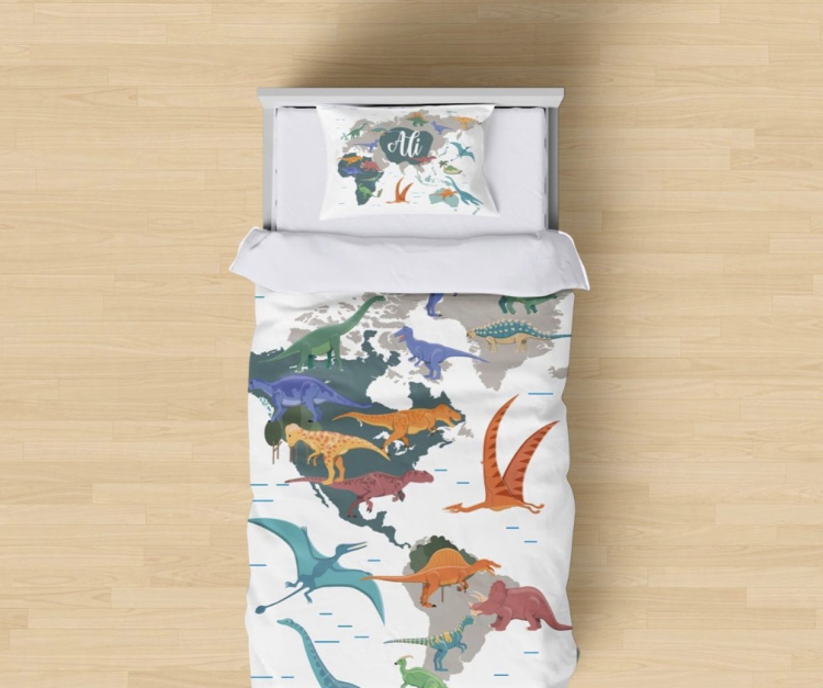 Customized dinosaur bedding set