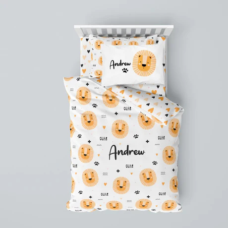 Customized lion bedding set